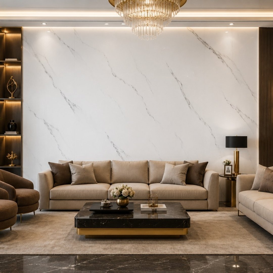 AL ZEBRONIC STATUARIO Marble Living Area Tiles - My Home Studio
